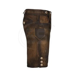 Men's Solid Casual Lederhosen Shorts Mid Button Fly Eco-Friendly Traditional German Style Oktoberfest Celebrations Customized - Product Image 2