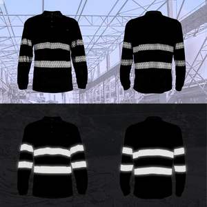 เสื้อทำงานแขนยาวสะท้อนแสงเพื่อความปลอดภัย ชุดป้องกันความปลอดภัยสำหรับงานก่อสร้างและงานวิศวกรรมถนน สำหรับผู้ชาย รับสกรีนโลโก้ - Product Image 5