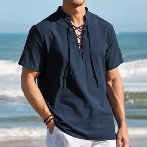 T-shirt à manches courtes pour homme, style écossais Ghillie, avec lacets, motif celtique, décontracté, streetwear, personnalisable, fournisseur OEM en gros - Product Image 3