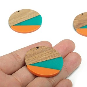 DIY Resin and <b>Wood</b> Joint Necklace Pendants Handmade Jewelry Making Supplies Geometric Wooden Resin Pendant Blanks - Product Image 6