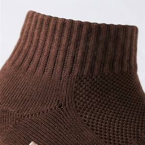 Brown Crew <b>Socks</b> Geometric Pattern Breathable Polyester Spandex <b>Running</b> Athletic <b>Socks</b> for Adults Autumn Season - Product Image 4
