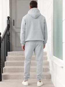 Men Track Suits 2 Piece Set Quarter Zip Hoodie Sweatpants Jogging Suits Causal <b>Athletic</b> Men's Sweatsuits - Product Image 2