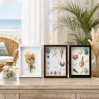 Lot de 3 cadres boîte à profondeur 11x14 pouces, présentoir 3D en MDF blanc grain de bois noir pour fleurs séchées, coquillages, décoration murale