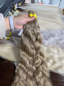 Extensions de cheveux humains vierges vietnamiennes en vrac, vague naturelle, 60 cm, ton blond, super double trame - Product Image 5