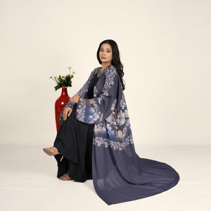 Abaya de prière numérique imprimée sans poids, en tissu fluide et doux, coupe ample, longueur ras du sol, manches kimono décontractées, style ouvert sur le devant - Product Image 5