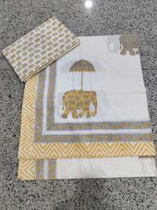 Ensemble de draps et de taies d'oreiller en coton imprimé à la main, literie florale indienne traditionnelle, textile artisanal, vente en gros - Product Image 1