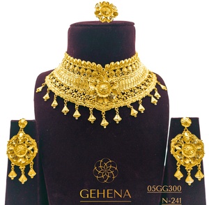 5 Gramme 24K Gold Plated Big CHOKER Beautiful Necklace Set Earring Finger <b>Ring</b> Women Designer Marriage Petite <b>Arabes</b> Trendy New - Product Image 1