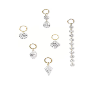 Pendientes Colgantes de Oro de 14K con Diamantes, Dijes Intercambiables, Pendientes de Gota con Múltiples Formas, Joyería Minimalista para Mujer, Uso Diario, Regalo - Product Image 2