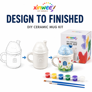 Kit de tasses en céramique DIY viral incontournable pour enfants et adultes, style esthétique, ensemble d'activités créatives, cadeau d'anniversaire, prêt pour FBA, sans plomb - Product Image 1