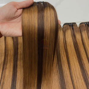 Paquetes de cabello Remy crudo de lujo de donante vietnamita Super Bone Straight Silky Smooth 100g Machine Double Weft - Product Image 3