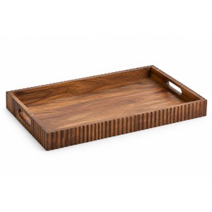 Bandeja de Servicio Acanalada de Madera de Acacia al por Mayor |   Miel Oscura |   Hecho a Mano - Product Image 1