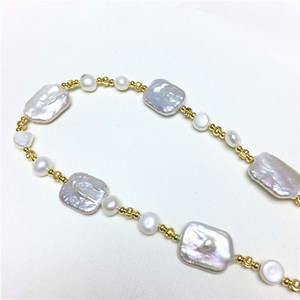 Collier en perles d'eau douce naturelles Edison pour femmes, design classique en forme de graine de melon avec un fort éclat, boucle en argent S925 - Product Image 3