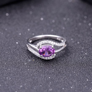 AMBER JEWELS Bague de fiançailles romantique unisexe en or massif 18 carats plaqué rhodium avec saphir, sertissage à griffes, diamants taille brillant IGI - Product Image 3