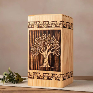 Premium Wooden Memorial Box for Ashes Wooden Cremation Urn with Brass Decorative Band by AYAANS - Product Image 1