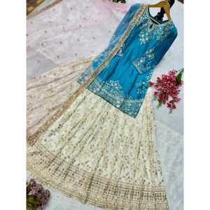 Conjunto de Top, Pantalón y Dupatta de Fiesta para Mujer con Elegante Bordado - Product Image 1