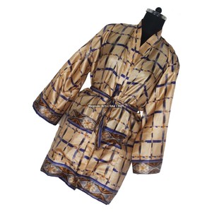 KS014 Kimono court vintage en soie pure pour femme, style abstrait, taille unique ajustable - Product Image 3