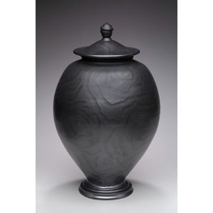 Matte Black Marble Finish Metal Cremation <b>Urn</b> for Adult Ashes Elegant Memorial <b>Jar</b> with Lid Modern Funeral Keepsake <b>Urn</b> - Product Image 1