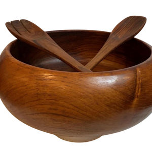 Ensemble de saladiers en bois d'olivier naturel faits à la main avec ustensiles de service assortis, vaisselle et décoration d'intérieur écologiques uniques, prix bas - Product Image 4