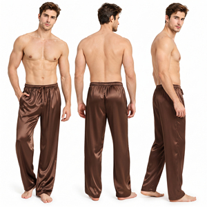 Silk Satin Sleep Trousers <b>Men</b> Drawstring Waist Casual <b>Lounge</b> <b>Pants</b> Side Pockets Lightweight Silk Nightwear <b>Pants</b> <b>Men</b> Silk Pajama - Product Image 5