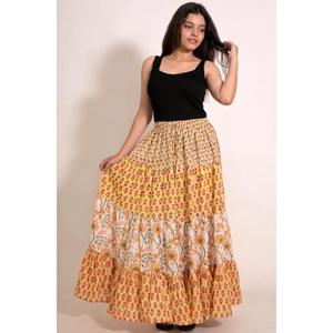 Cotton Patchwork <b>Boho</b> Maxi <b>Skirt</b> Handmade Indian Printed <b>Skirt</b> Casual Summer Beachwear for Women - Product Image 4