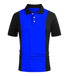 Polo pour homme à blocs de couleur, manches courtes, tricoté, décontracté, coupe classique, noir, blanc, marron - Product Image 3