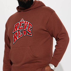 Sweat-shirt à capuche marron pour homme, coupe ample, logo sur le devant, poche, style décontracté, vêtement d'automne, 100% coton French Terry - Product Image 1