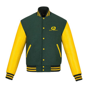 Pakistan Made Custom Stand Front <b>Leather</b> Sleeves Windproof Breathable Winter Casual Varsity <b>Jacket</b> for <b>Men</b> High Quality - Product Image 1