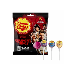 Chupaa Chupss STRANGER THINGS Piruletas 5 Sabores Bolsa Compartible 120g Cada una Empaquetadas en Bandejas de 12 Unidades para Venta Minorista - Product Image 4