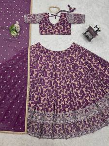 Wholesale Lehenga Choli Collection Designer Embroidered Trendy Latest Designs Wedding Party <b>Ankle</b>-Length Women's JEQURD Material - Product Image 5