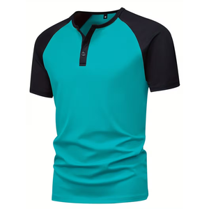 Summer Men's Casual Golf for T-<b>Shirts</b> Washed Blank Stand Collar Crocheted Polyester/Cotton Breathable Custom Sports Fitness - Product Image 2