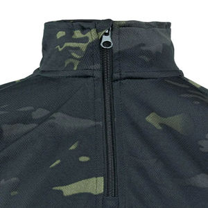 T-shirt tactique unisexe à séchage rapide, camouflage, en toile, avec fermeture éclair 1/4, manches longues, respirant, anti-humidité, pour l'été et les activités de plein air - Product Image 5