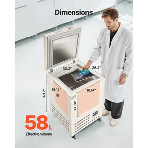 Congelatore da laboratorio a temperatura ultra-bassa da 58 L, intervallo regolabile 40-123F, display digitale, acciaio inossidabile 304 - Product Image 3