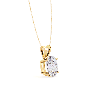 Pendentif solitaire en diamant de laboratoire ovale 2,5 carats, or massif 18 carats, bijoux fins pour femme, chaîne assortie incluse - Product Image 2