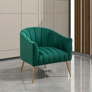 Fauteuil inclinable moderne en velours beige capitonné avec pieds dorés pour appartement, salon et chambre à coucher - Product Image 2