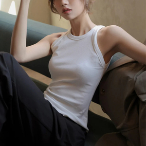 Ribbed <b>Tank</b> <b>Top</b> <b>Women</b> <b>White</b> 2025 Summer Casual Fitness Short Vest Solid Color Knitted Off Shoulder Sexy Crop <b>Top</b> <b>Women</b> - Product Image 4
