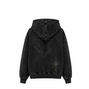 Sudadera con Capucha para Mujer, Estilo Casual, con Pedrería y Lavado Ácido, Logotipo Frontal, Ecológica, para Uso Diario y Urbano, Suministro de Fábrica - Product Image 6