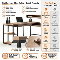 Bureau d'ordinateur GUOGE sur mesure en MDF mélaminé avec cadre métallique, table de travail avec rangement et étagère