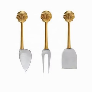 Warm Toned Metal <b>Cheese</b> <b>Knife</b> <b>Set</b> With Leaf Handle Design Durable Metal Utensils For Food Contact Hand Wash Only - Product Image 4