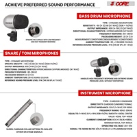 Kit de micros de batterie 5 cœurs 7 pièces entièrement métalliques pour batterie, micros pour toms, caisse claire et cymbales, ensemble de micros filaires pour instruments de percussion