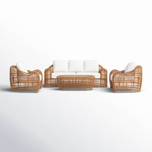 Conjuntos de jardín de 4 piezas Grupo de asientos de sofá con cojines Sunbrella - Product Image 1