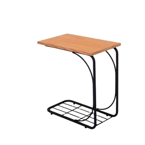 Minimalist Industrial <b>C</b>-Shaped Coffee <b>Table</b> with Durable Metal Frame for Home Living Room Furniture - Product Image 3