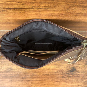 Popular personalizado cuero de vaca muñequera cremallera borla bolsa para mujer de alta calidad cuero genuino tarjetero carteras de viaje - Product Image 4