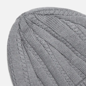 Custom Beanie <b>Winter</b> <b>Cap</b> with Ribbed Cuff Unisex Warm Stretch Knitted Skull <b>Cap</b> with Front PU Leather Logo Patch OEM Supplier - Product Image 3