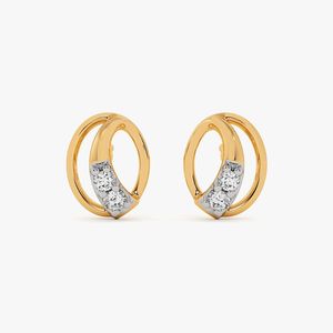 ต่างหูเพชรทรงรีโค้งแบบฉลุลายทองคำเหลืองเพาะเลี้ยงในห้องปฏิบัติการ - Product Image 1
