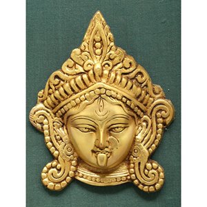 Colgante de pared de artes metálicas de estatua Durga de diosa de latón con marco de madera de 14 pulgadas - Product Image 2