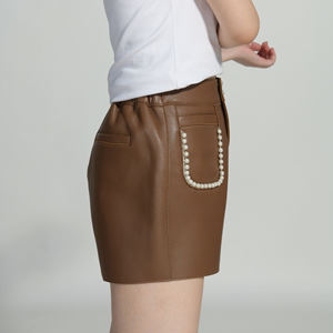 Jupe en cuir véritable pour femme PIHA SPORTS, taille mi-haute, coupe régulière, décontractée, fermeture à cordon, grande taille, séchage rapide, imperméable - Product Image 6