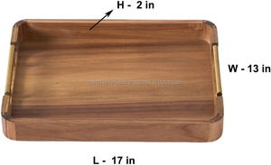 Plateau de service en bois en forme de rectangle poignée plateaux en bois en vrac pour équipement de cuisine d'hôtel vaisselle de restaurant décorative - Product Image 3