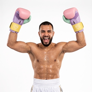 Guantes de Boxeo de Cuero Rosa, Morado y Verde Dumela International de 16 Oz, Equipo de Entrenamiento Profesional con Diseño de Logotipo - Product Image 6