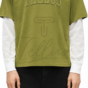 เสื้อยืดแขนยาวลำลองผู้ชาย สีตามสั่ง คอกลม แฟชั่น ระบายอากาศได้ดี ทรงเข้ารูป แขนสองชั้น - Product Image 4