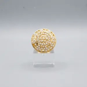 Anillos de Zirconia Estilo Vintage Kundan Jadau al por Mayor para Mujer, de Cobre y Latón Chapado en Oro, Talla Ajustable, Tradicionales Indios para Boda - Product Image 2